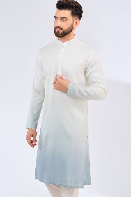 Kasbah_Blue Polyester Ombre Long Sleeve Kurta _Online_at_Aza_Fashions