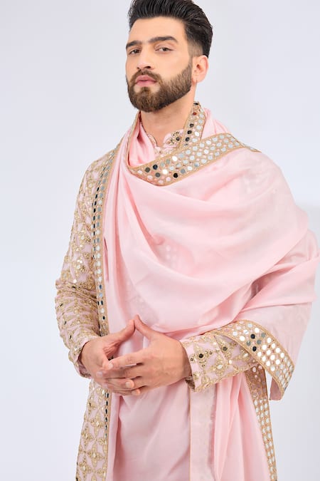 Kasbah Mirror Zari Embroidered Kurta & Stole Set 