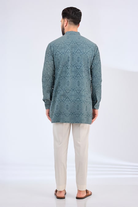 Kasbah Geometric Chikankari Silk Kurta 