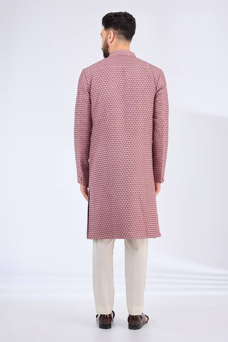 Shop_Kasbah_Purple Silk Tonal Butti Embroidered Sherwani _at_Aza_Fashions