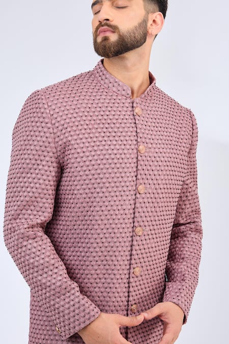 Buy_Kasbah_Purple Silk Tonal Butti Embroidered Sherwani _Online_at_Aza_Fashions