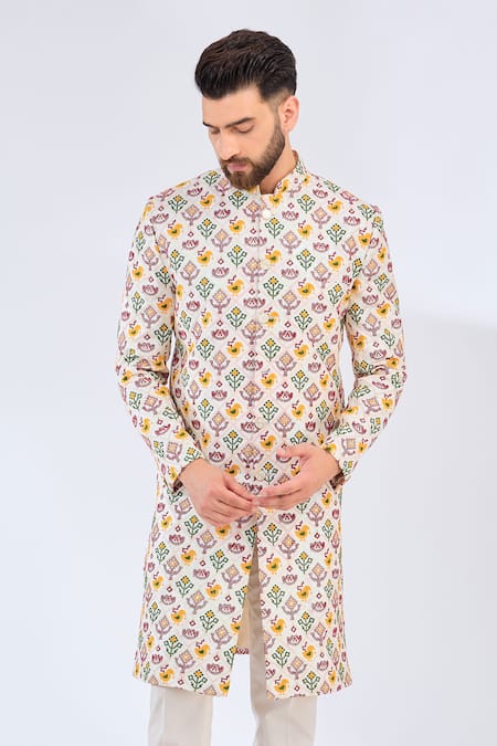 Kasbah Phulkari Embroidered Sherwani 