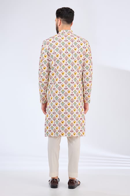 Kasbah Multi Color Floral Phulkari Sherwani 