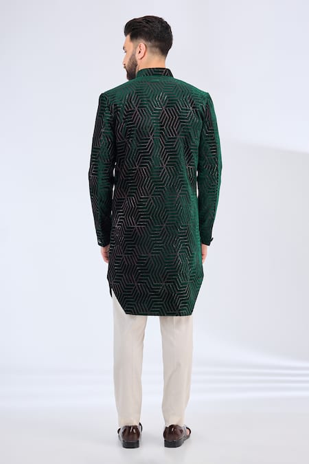 Kasbah Geometric Embroidered Velvet Sherwani 