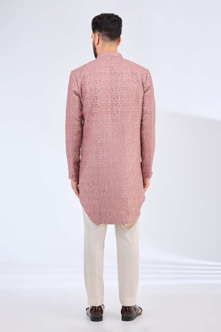 Kasbah Tonal Geometric Embroidered Sherwani 