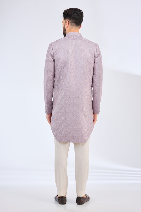 Kasbah Purple Silk Geometric Embroidered Sherwani 