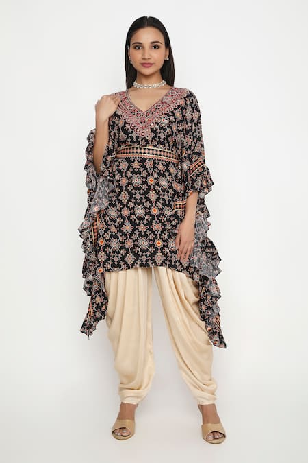 Neha Mehra Mosaic Blossom Ruffled Kaftan Set 