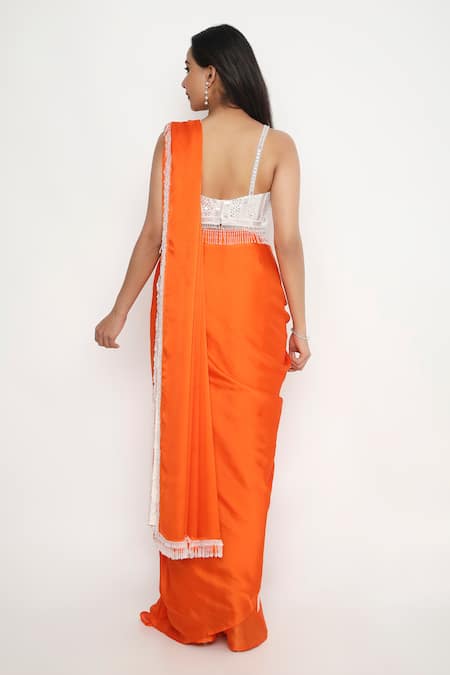 Neha Mehra Silver Sequin & Nalki Embroidered Saree Blouse 