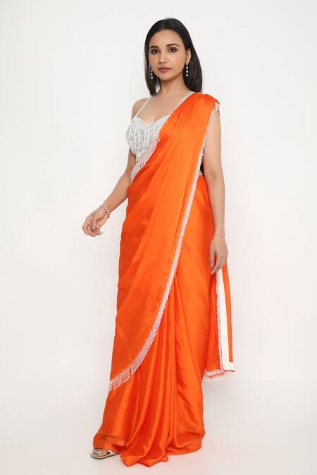 Neha Mehra_Silver Crepe Sequins, Crystals Sweetheart Neck And Nalki Embroidered Saree Blouse _Online_at_Aza_Fashions