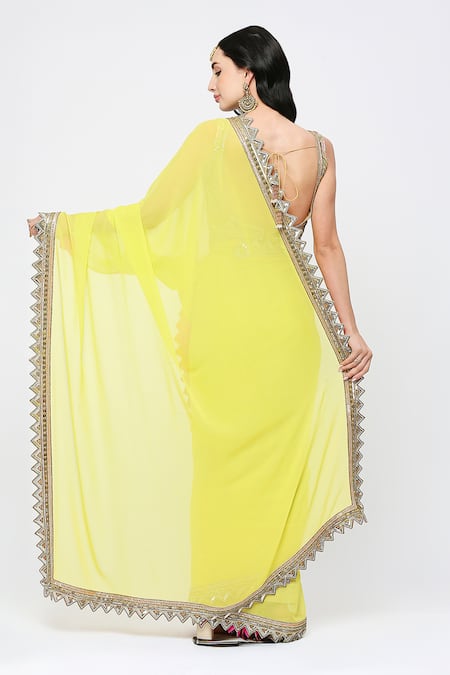 Neha Mehra Multi Color Aztec Embroidered Saree Blouse 