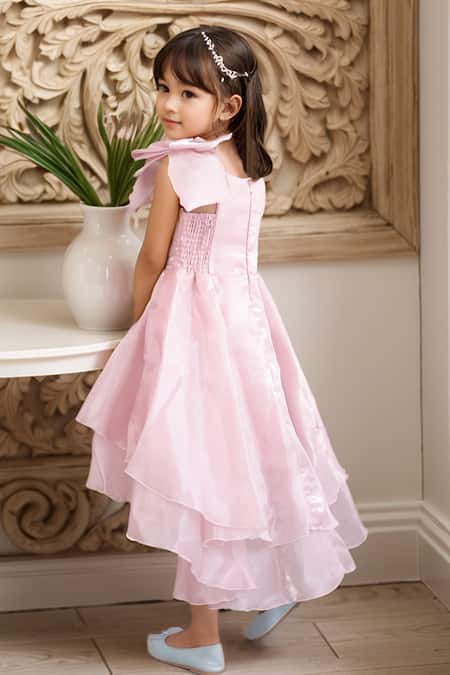 Petite Pomme Floral Applique Pink Frock 