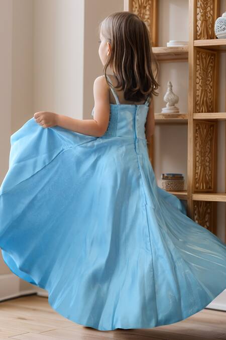 Shop Petite Pomme Sky Blue Cotton Stone Embellished Gown at Aza Fashions Shop_Petite Pomme_Sky Blue Cotton Stone Embellished Gown_at_Aza_Fashions