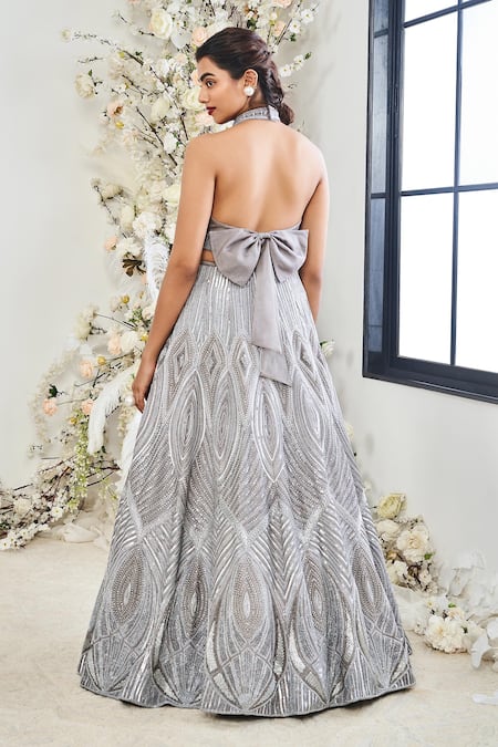 Disha Muchhala Lotus Swerve Embroidered Bridal Lehenga 