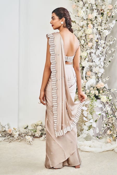 Disha Muchhala Cutdana & Pearl Embroidered Pre-Draped Saree 