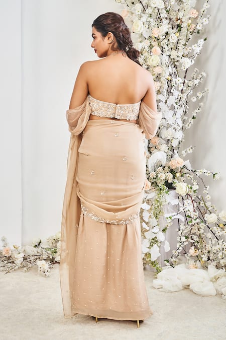 Disha Muchhala Ditsy Bloom Embroidered Pre-Draped Saree Set 