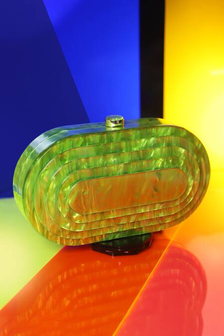 Shop_Be Chic_Green Neon 3d Textured Oval Clutch