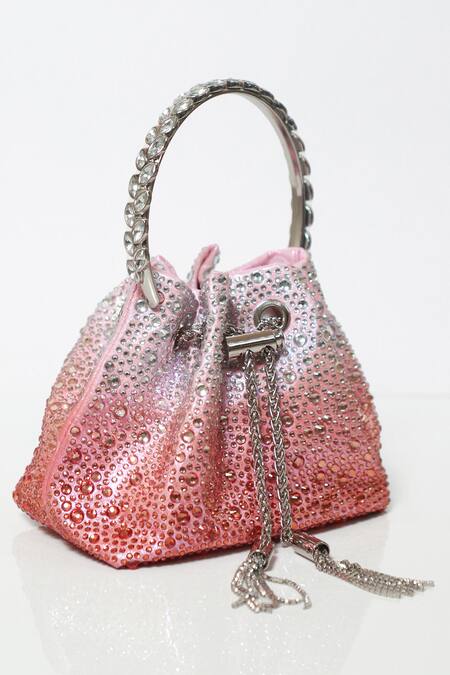 Buy_Be Chic_Pink Crystals Embellished Ombre Potli 