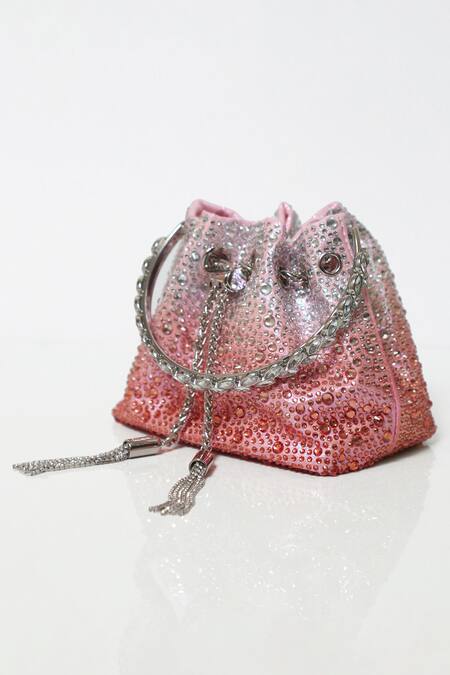 Shop_Be Chic_Pink Crystals Embellished Ombre Potli 