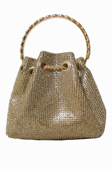 Be Chic Crystal Embellished Gold Potli 