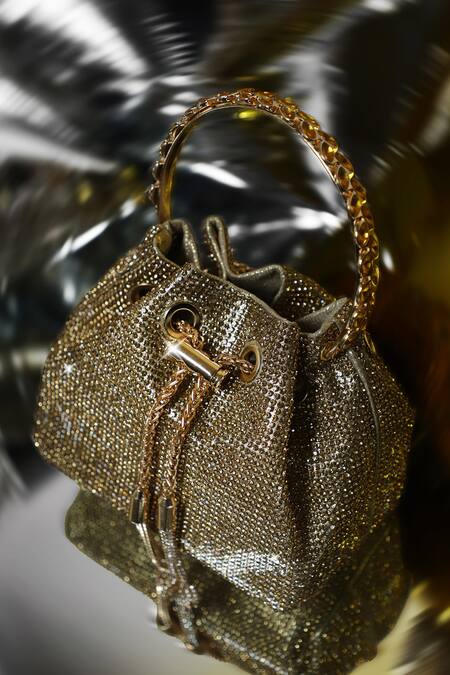 Buy_Be Chic_Gold Crystals, Tassels Embellished Potli 