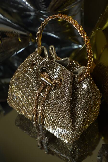 Shop_Be Chic_Gold Crystals, Tassels Embellished Potli 