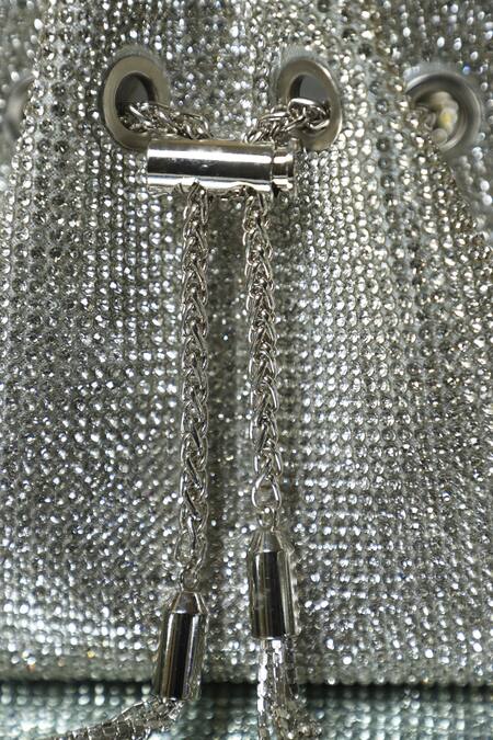 Shop_Be Chic_Silver Crystals Embellished Potli _Online_at_Aza_Fashions