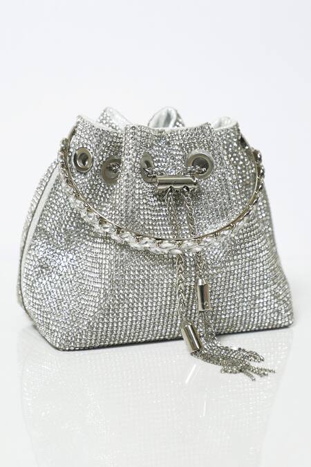 Buy_Be Chic_Silver Crystals Embellished Potli 