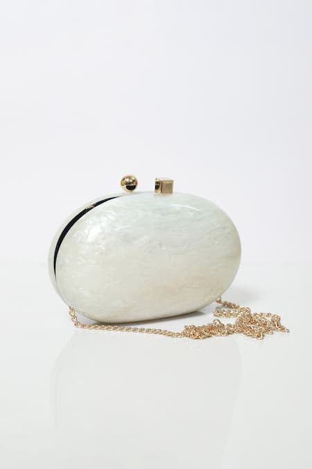 Shop_Be Chic_Ivory Metal Clasp Oval Clutch 
