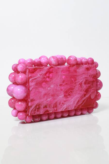 Be Chic Pink Pearls Marble Pattern Clutch Online at Aza Fashions Be Chic_Pink Pearls Marble Pattern Clutch_Online_at_Aza_Fashions