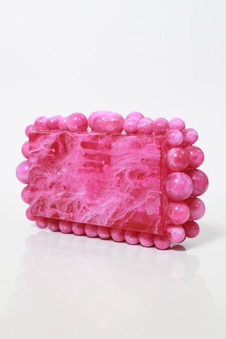Buy Be Chic Pink Pearls Marble Pattern Clutch Online at Aza Fashions Buy_Be Chic_Pink Pearls Marble Pattern Clutch_Online_at_Aza_Fashions
