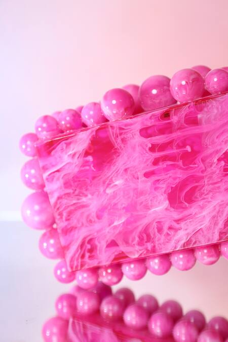 Be Chic Pink Pearls Marble Pattern Clutch at Aza Fashions Be Chic_Pink Pearls Marble Pattern Clutch_at_Aza_Fashions