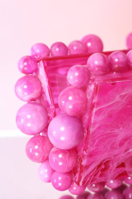 Buy Be Chic Pink Pearls Marble Pattern Clutch Buy_Be Chic_Pink Pearls Marble Pattern Clutch