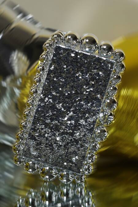 Buy_Be Chic_Silver Pearls Textured Designer Clutch_Online_at_Aza_Fashions