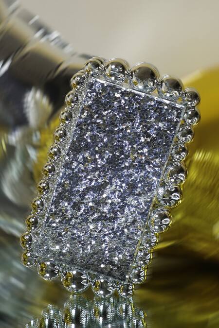 Shop_Be Chic_Silver Pearls Textured Designer Clutch_Online_at_Aza_Fashions