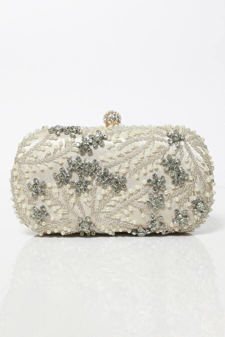 Shop_Be Chic_Gold Pearls Embellished Clutch Bag _Online_at_Aza_Fashions