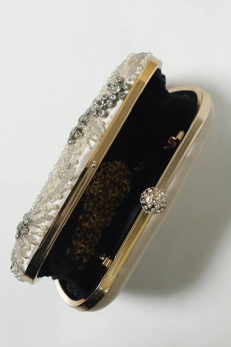 Buy_Be Chic_Gold Pearls Embellished Clutch Bag 