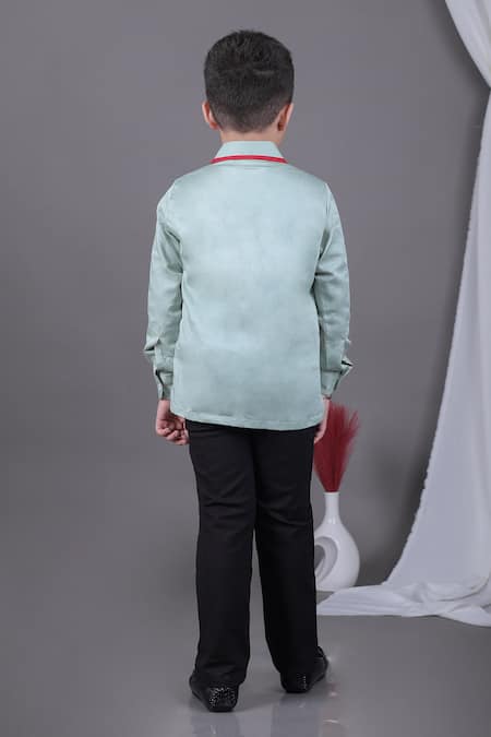 Little Brats Green Cotton Embroidery Mint Christmas Tree Shirt Online at Aza Fashions Little Brats_Green Cotton Embroidery Mint Christmas Tree Shirt _Online_at_Aza_Fashions