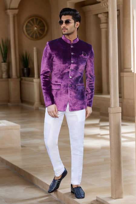 Arihant Rai Sinha Purple Velvet Jodhpuri Jacket 