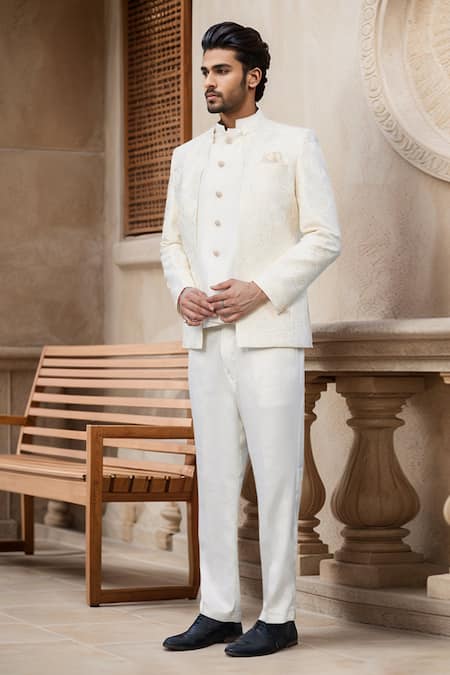 Arihant Rai Sinha Cream Thread Embroidered Jodhpuri 