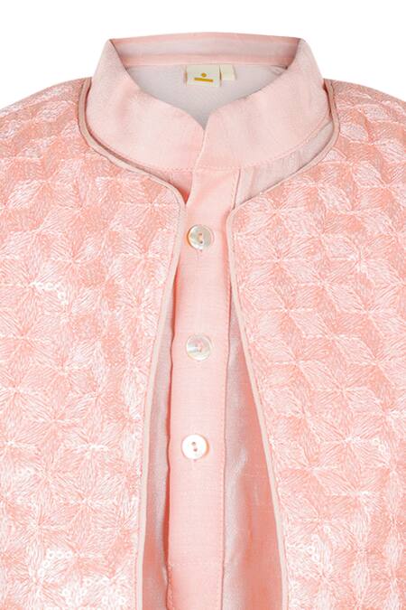 Rang By Les Petits_Purple Silk Embroidery Florin Bundi Kurta Set_Online_at_Aza_Fashions