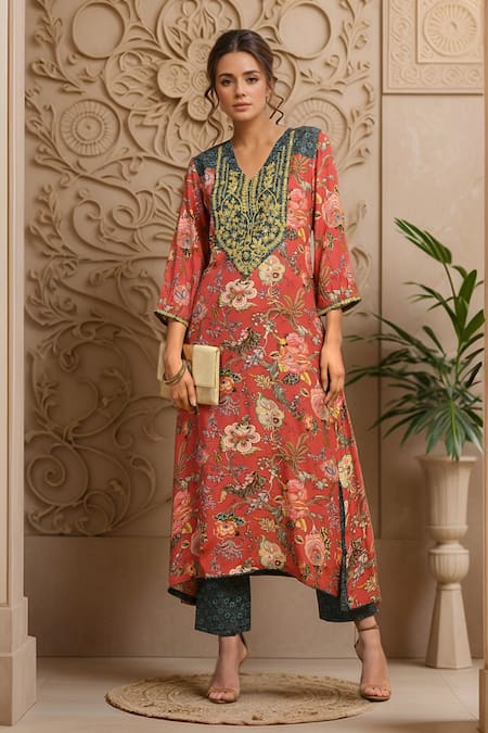 Samyukta Singhania Floral Print Kurta & Pant Set 