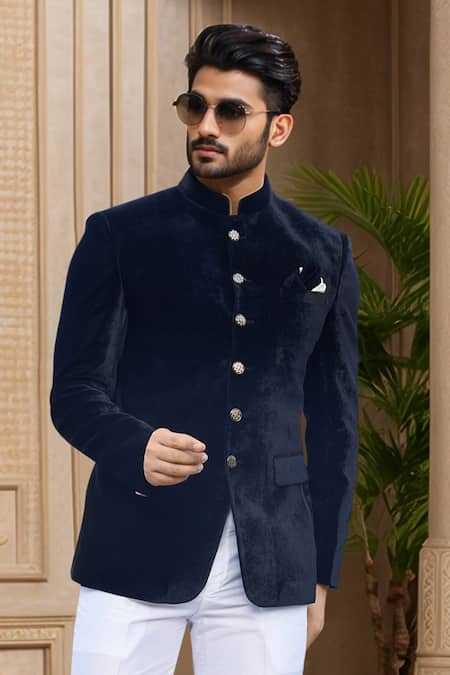 Arihant Rai Sinha Black Velvet, Faux Leather Solid Jodhpuri Online at Aza Fashions Arihant Rai Sinha_Black Velvet, Faux Leather Solid Jodhpuri _Online_at_Aza_Fashions