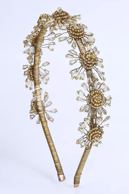 Choko Gold Beaded Floral Hairband 
