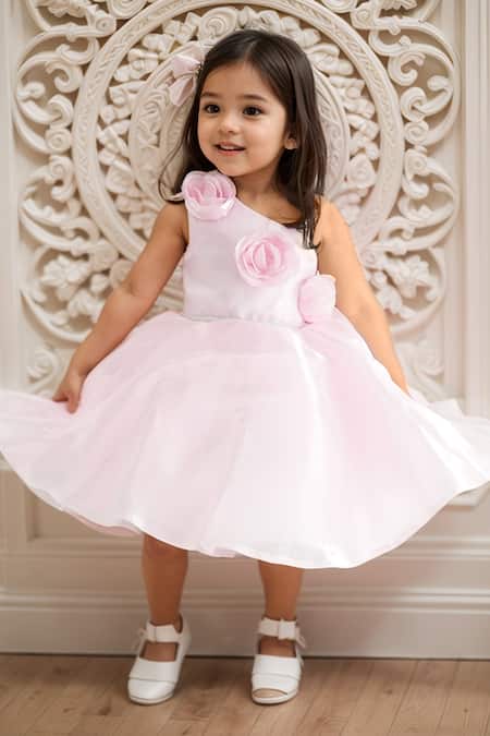 Petite Pomme Pink Floral Applique Frock 