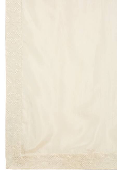 Shop_Aham-Vayam_Ivory Cotton, Silk Embroidery Thread Woven Sherwani Set 