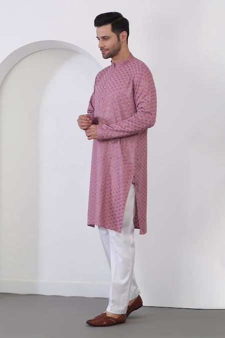 Buy Aham-Vayam Pink Cotton Sequins, Embroidery Thread Kurta Set Online at Aza Fashions Buy_Aham-Vayam_Pink Cotton Sequins, Embroidery Thread Kurta Set _Online_at_Aza_Fashions