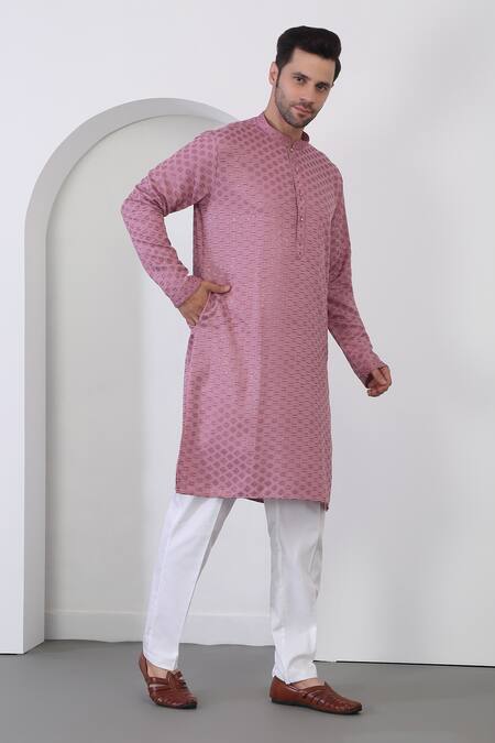 Shop Aham-Vayam Pink Cotton Sequins, Embroidery Thread Kurta Set Online at Aza Fashions Shop_Aham-Vayam_Pink Cotton Sequins, Embroidery Thread Kurta Set _Online_at_Aza_Fashions