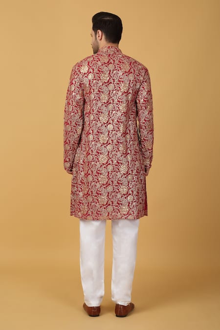 Shop Aham-Vayam Pink Cotton Embroidery Designer Bloom Kurta Set at Aza Fashions Shop_Aham-Vayam_Pink Cotton Embroidery Designer Bloom Kurta Set_at_Aza_Fashions