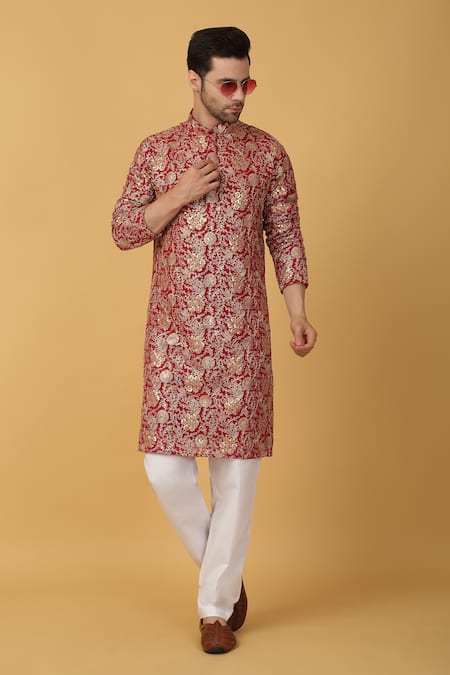 Aham-Vayam Pink Cotton Embroidery Designer Bloom Kurta Set at Aza Fashions Aham-Vayam_Pink Cotton Embroidery Designer Bloom Kurta Set_at_Aza_Fashions