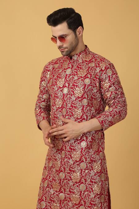 Buy Aham-Vayam Pink Cotton Embroidery Designer Bloom Kurta Set Buy_Aham-Vayam_Pink Cotton Embroidery Designer Bloom Kurta Set